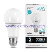 Gauss Лампа Elementary A60 20W 1600lm 4100K E27 LED