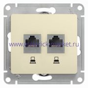 Systeme Electric Glossa Беж Розетка 2-ая компьютерная RJ45+RJ45, кат.5E GSL000285KK