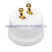 BIRONI Лизетта Пластик Белый Выключатель кнопочный 2-кл (тумблерный), ручка Золото