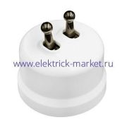 BIRONI Лизетта Пластик Белый Выключатель кнопочный 2-кл (тумблерный), ручка Бронза