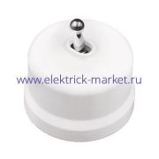 BIRONI Лизетта Пластик Белый Выключатель кнопочный 1-кл (тумблерный), ручка Серебро