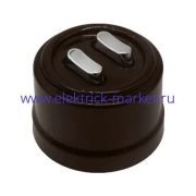 BIRONI Лизетта Пластик Коричневый Выключатель кнопочный проходной 2-кл (клавишный), ручка Серебро