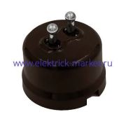 BIRONI Лизетта Пластик Коричневый Выключатель кнопочный 2-кл (тумблерный), ручка Серебро