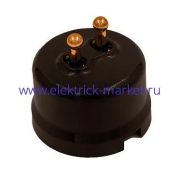 BIRONI Лизетта Пластик Коричневый Выключатель кнопочный 2-кл (тумблерный), ручка Медь