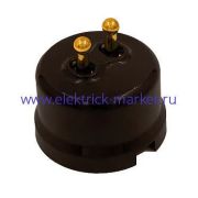 BIRONI Лизетта Пластик Коричневый Выключатель кнопочный 2-кл (тумблерный), ручка Золото