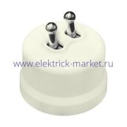 BIRONI Лизетта Пластик Слоновая кость Выключатель кнопочный 2-кл (тумблерный), ручка Серебро