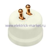 BIRONI Лизетта Пластик Слоновая кость Выключатель кнопочный 2-кл (тумблерный), ручка Медь