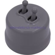 BIRONI Лизетта Пластик Титан Выключатель 2-кл (тумблерный)