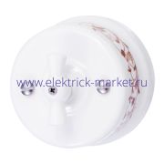 BIRONI Лизетта Керамика Белый Выключатель проходной 1-кл (декор D6/2)