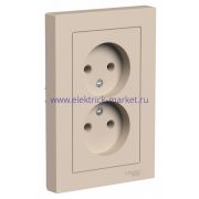 Systeme Electric AtlasDesign Песочный Розетка двойная б/з,16А, в сборе ATN001220
