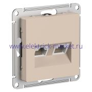 Systeme Electric AtlasDesign Песочный Розетка двойная компьютерная RJ45+RJ45, кат.5E, механизм ATN001285