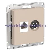 Systeme Electric AtlasDesign Песочный Розетка двойная ТВ + компьютерная RJ45, кат. 5Е ATN001289