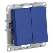 Systeme Electric AtlasDesign Аквамарин Выключатель 2-клавишный с подсветкой, сх.5а, 10АХ, механизм ATN001153