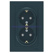 Systeme Electric AtlasDesign Изумруд Розетка с/з двойная, со шторками, 16А, в сборе ATN000826