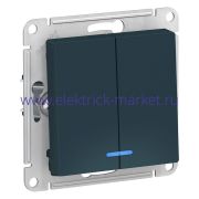 Systeme Electric AtlasDesign Изумруд Выключатель 2-клавишный с подсветкой, сх.5а, 10АХ, механизм ATN000853
