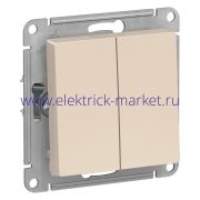 Systeme Electric AtlasDesign Бежевый Выключатель 2-клавишный с самовозвратом, сх.5, 10АХ, механизм ATN000217