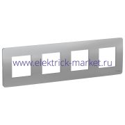 Schneider Electric Unica Studio Алюминий Рамка 4-ная NU200830