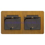 Systeme Electric Glossa Дерево Дуб Розетка 2-ая с/з, со шторками, в сборе, IP44 GSL000547