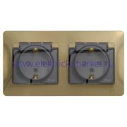 Systeme Electric Glossa Титан Розетка 2-ая с/з, со шторками, в сборе, IP44 GSL000447