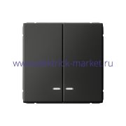 Systeme Electric ArtGallery Базальт Выключатель 2-клавишный с подсветкой, сх.5а, 10АХ, механизм GAL001453