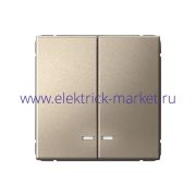 Systeme Electric ArtGallery Шампань Выключатель 2-клавишный с подсветкой, сх.5а, 10АХ, механизм GAL000553