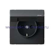 Systeme Electric ArtGallery Карбон Розетка с заземл. со шт. с крышк, 16А, IP44, механизм GAL441046