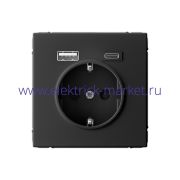 Systeme Electric ArtGallery Карбон Розетка 16А с 2 USB A+C, 5В/2,4А/3,0А, 2х5В/1,5А, механизм GAL001032
