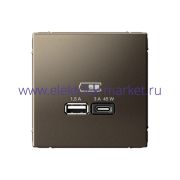 Systeme Electric ArtGallery Мокко USB Розетка A + тип-C 45Вт высокоскор.заряд. QC, PD, механизм GAL000629