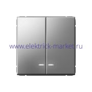 Systeme Electric ArtGallery Сталь Выключатель 2-клавишный с подсветкой, сх.5а, 10АХ, механизм GAL000953