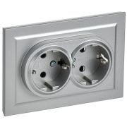 Розетка 2-м СП BRITE РС12-3-БрА 16А в сборе с заземл. без защ. шторок алюм. IEK BR-R21-16-K47-F