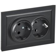 Розетка 2-м СП BRITE РС12-3-БрЧ 16А в сборе с заземл. без защ. шторок черн. IEK BR-R21-16-K02-F